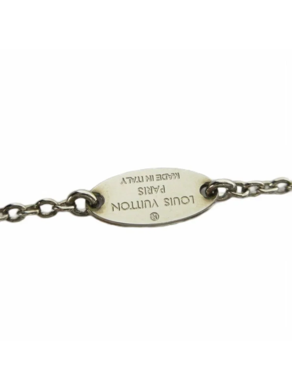 Louis Vuitton Necklace Essential Monogram LV Pendant Logo Silver